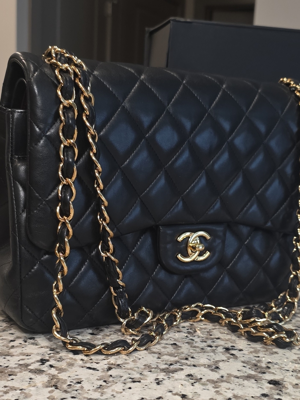 Chanel Quilted Classic Flap Bag in Black with Gold Chain - Picture 12 of 16